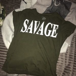 “Savage”shirt with little holes in it for design